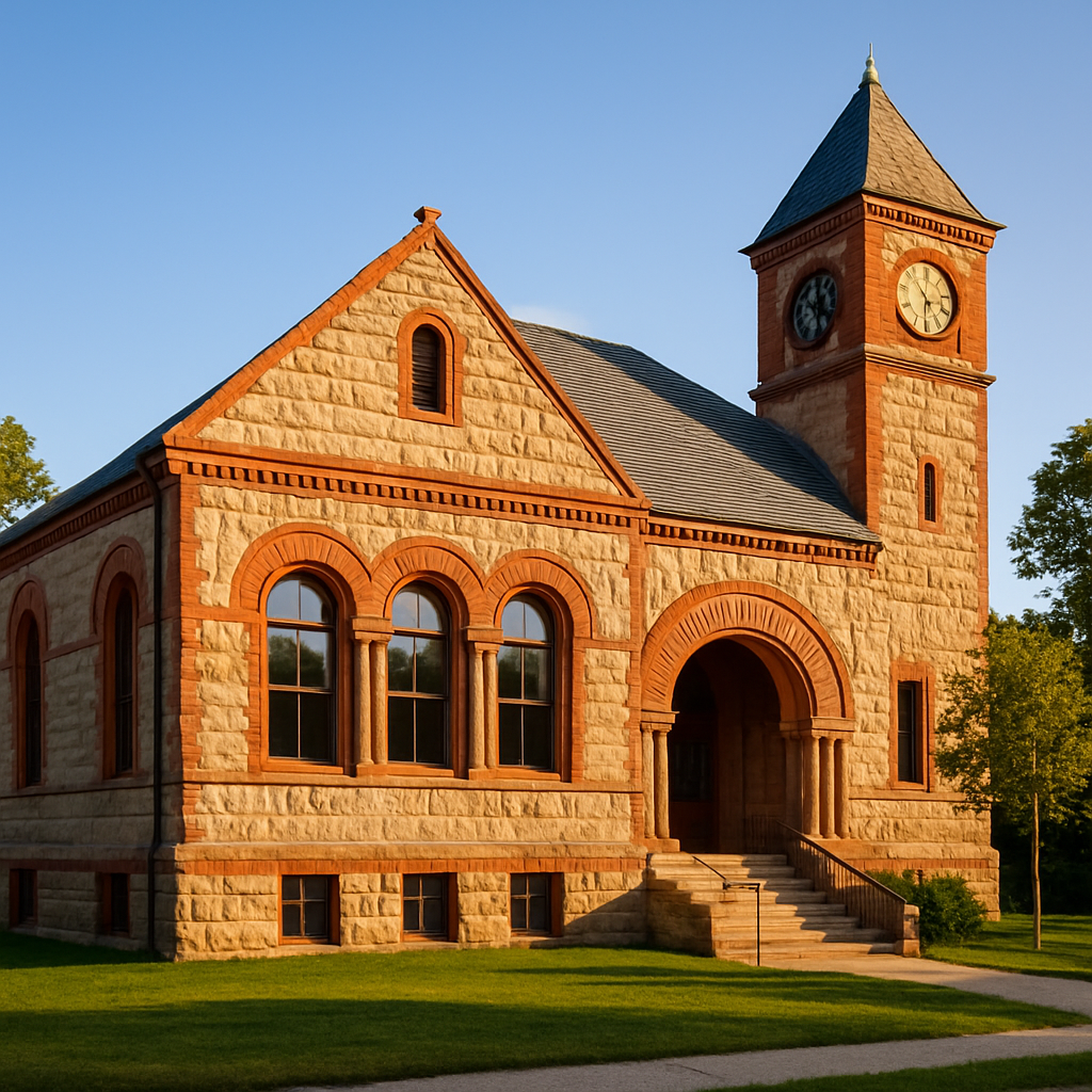 Brooks Free Library, a historic stone library building in Harwich, Massachusetts